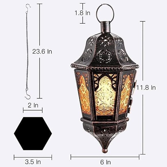 NEW  13.5'' Vintage Candle Holder,Metal Lanterns Decorative Indoor Outdoor - Picture 6 of 9